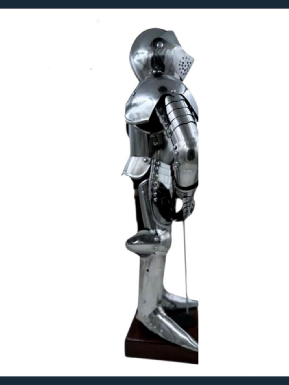 Knight Armor Statue 27 Inch — Articulated Steel Suit of Armor on Wood Base